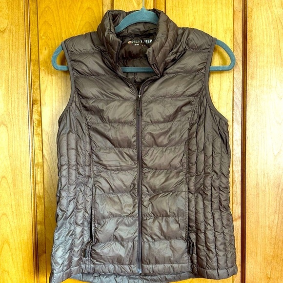 Heat Keep Brown Packable Puffer Down Vest M - Picture 1 of 7